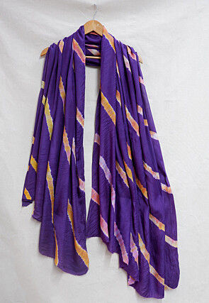 Leheriya Printed Crepe Dupatta in Purple