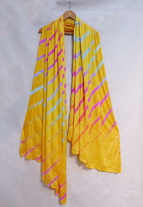 Leheriya Printed Crepe Dupatta in Yellow