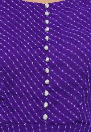 Leheriya Printed Georgette Abaya Style Suit in Purple