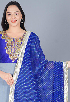 Leheriya Printed Georgette Dupatta in Royal Blue