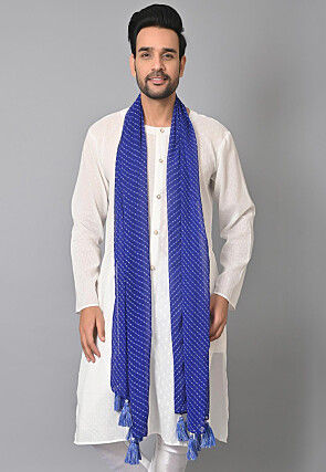 Leheriya Printed Georgette Dupatta in Royal Blue
