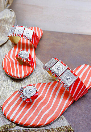 Leheriya Printed Georgette Kolhapuri in Coral