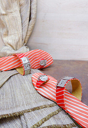 Leheriya Printed Georgette Kolhapuri in Coral