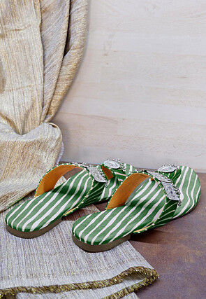 Leheriya Printed Georgette Kolhapuri in Dark Green