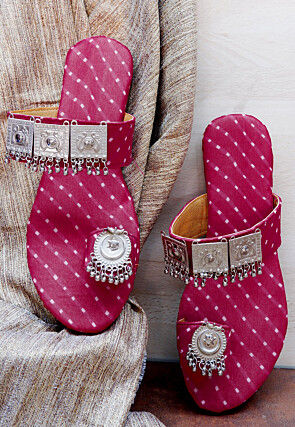 Leheriya Printed Georgette Kolhapuri in Fuchsia