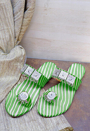 Leheriya Printed Georgette Kolhapuri in Green