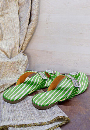 Leheriya Printed Georgette Kolhapuri in Green