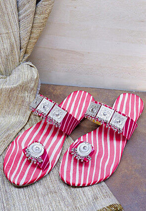 Leheriya Printed Georgette Kolhapuri in Pink