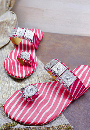 Leheriya Printed Georgette Kolhapuri in Pink