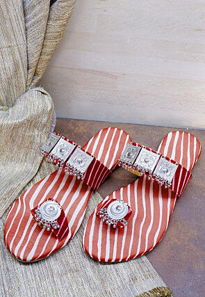 Leheriya Printed Georgette Kolhapuri in Red