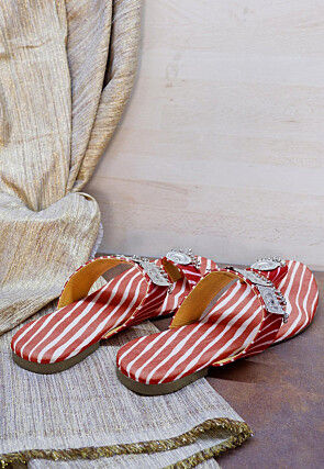 Leheriya Printed Georgette Kolhapuri in Red