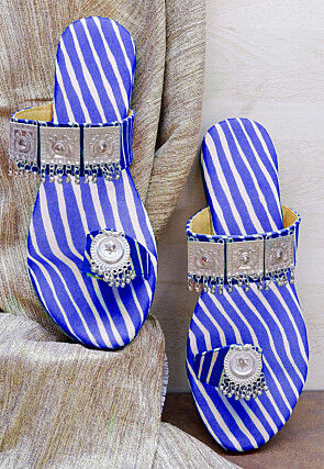 Leheriya Printed Georgette Kolhapuri in Royal Blue