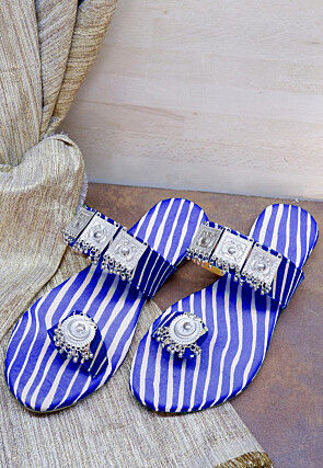 Leheriya Printed Georgette Kolhapuri in Royal Blue