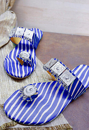 Leheriya Printed Georgette Kolhapuri in Royal Blue