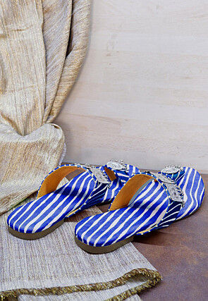 Leheriya Printed Georgette Kolhapuri in Royal Blue