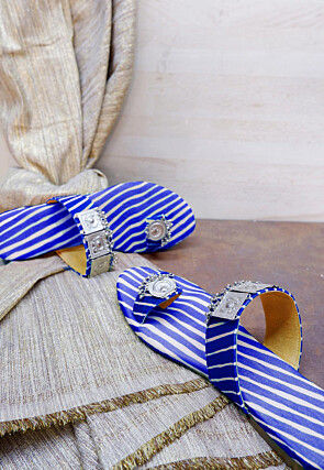 Leheriya Printed Georgette Kolhapuri in Royal Blue