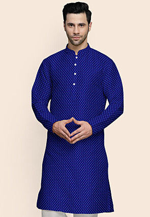 Leheriya Printed Georgette Kurta in Blue