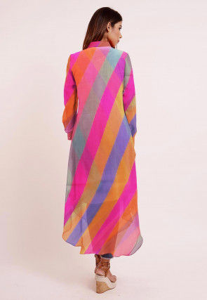 Leheriya Printed Georgette Kurta in Multicolor