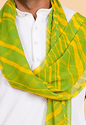 Leheriya Printed Georgette Men Dupatta in Green