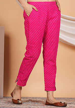 Leheriya Printed Georgette Pant in Pink