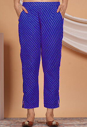 Leheriya Printed Georgette Pant in Royal Blue