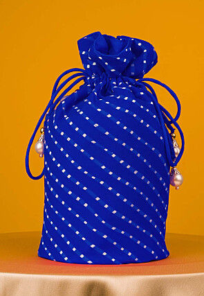 Leheriya Printed Georgette Potli Bag in Royal Blue