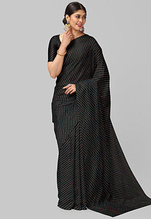 Leheriya Printed Georgette Saree in Black
