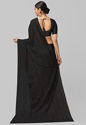 Leheriya Printed Georgette Saree in Black