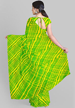 Leheriya Printed Georgette Saree in Green