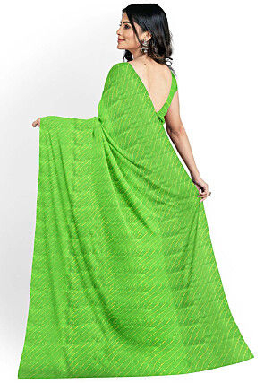 Leheriya Printed Georgette Saree in Green
