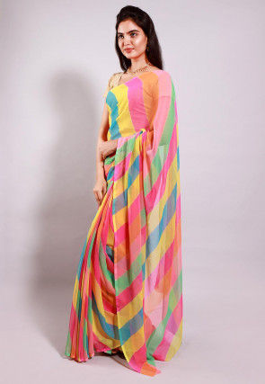 Leheriya Printed Georgette Saree in Multicolor