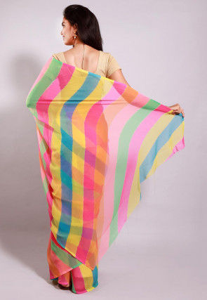 Leheriya Printed Georgette Saree in Multicolor