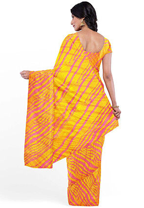 Leheriya Printed Georgette Saree in Mustard