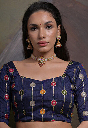 Leheriya Printed Georgette Saree in Nave Blue