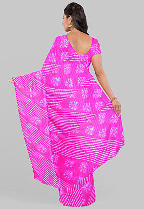 Leheriya Printed Georgette Saree in Pink