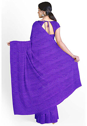 Leheriya Printed Georgette Saree in Purple