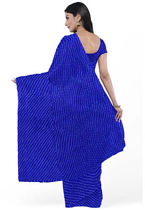 Leheriya Printed Georgette Saree in Royal Blue