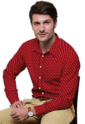 Leheriya Printed Georgette Shirt in Maroon
