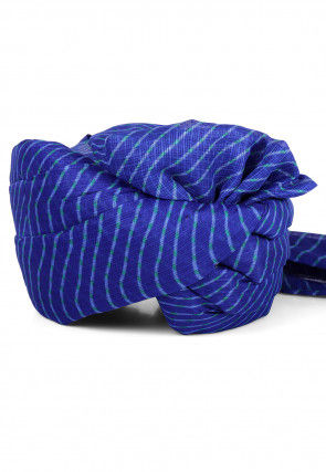 Leheriya Printed Kota Doria Turban in Royal Blue