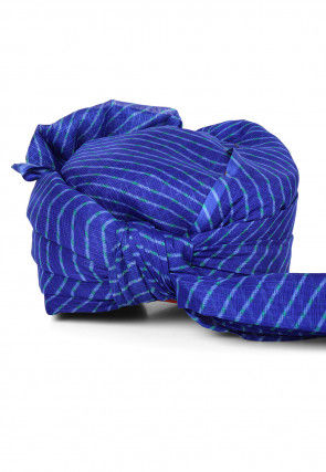 Leheriya Printed Kota Doria Turban in Royal Blue