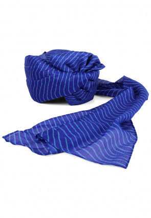 Leheriya Printed Kota Doria Turban in Royal Blue