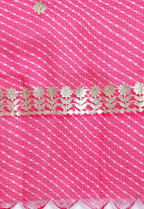 Leheriya Printed Kota Doriya Dupatta in Fuchsia