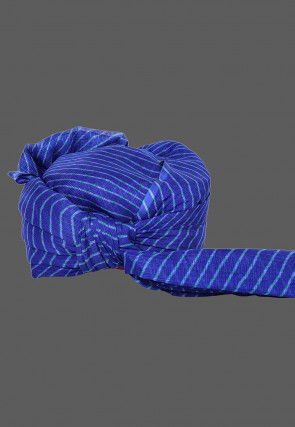 Leheriya Printed Kota Doria Kids Turban in Royal Blue