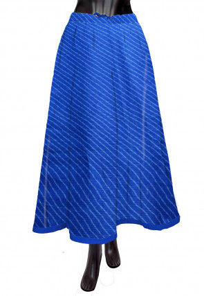 Leheriya Printed Kota Silk Skirt in Royal Blue