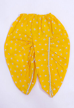 Leheriya Printed Pure Cotton Kurta Set in Yellow