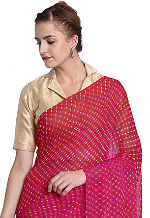 Leheriya Printed Pure Georgette Saree in Fuchsia
