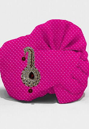 Leheriya Printed Pure Kota Silk Unisex Turban in Pink