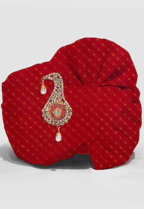 Leheriya Printed Pure Kota Silk Unisex Turban in Red