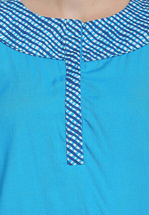 Leheriya Printed Rayon Top in Turquoise