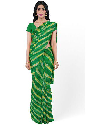 Leheriya Pure Kota Silk Saree in Green